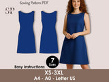 A-Line Shift Dress Sewing Pattern | Beginner Friendly PDF | Sleeveless Summer Dress ( XS-3XL )