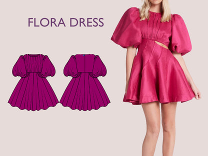 FLORA Dress - Puffy skirt dress| puff sleeve | Women dress pattern| Ruffle dress, Short skirt dress| one piece dress | Birthday, Wedding