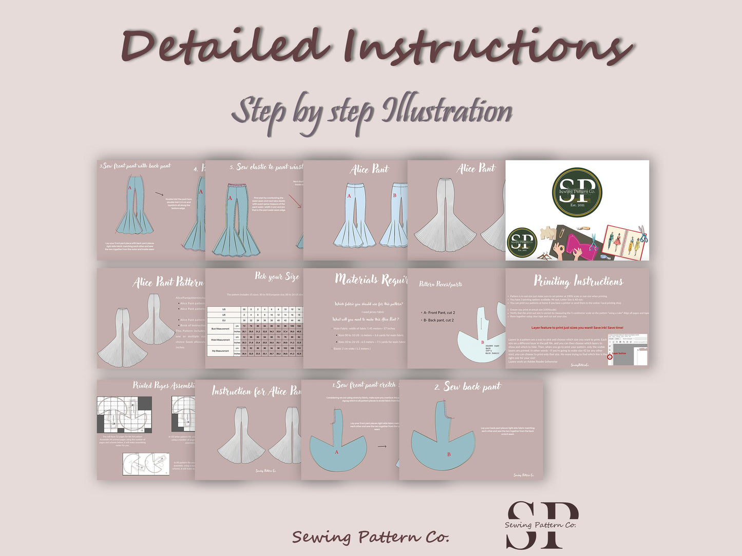 ALICE Pant PDF Pattern | Boho Flare Pants | Stretch Pants Sewing | Women’s Comfy Pant | Flairy Lounge Pants | 15 Sizes| Wide bottom legs