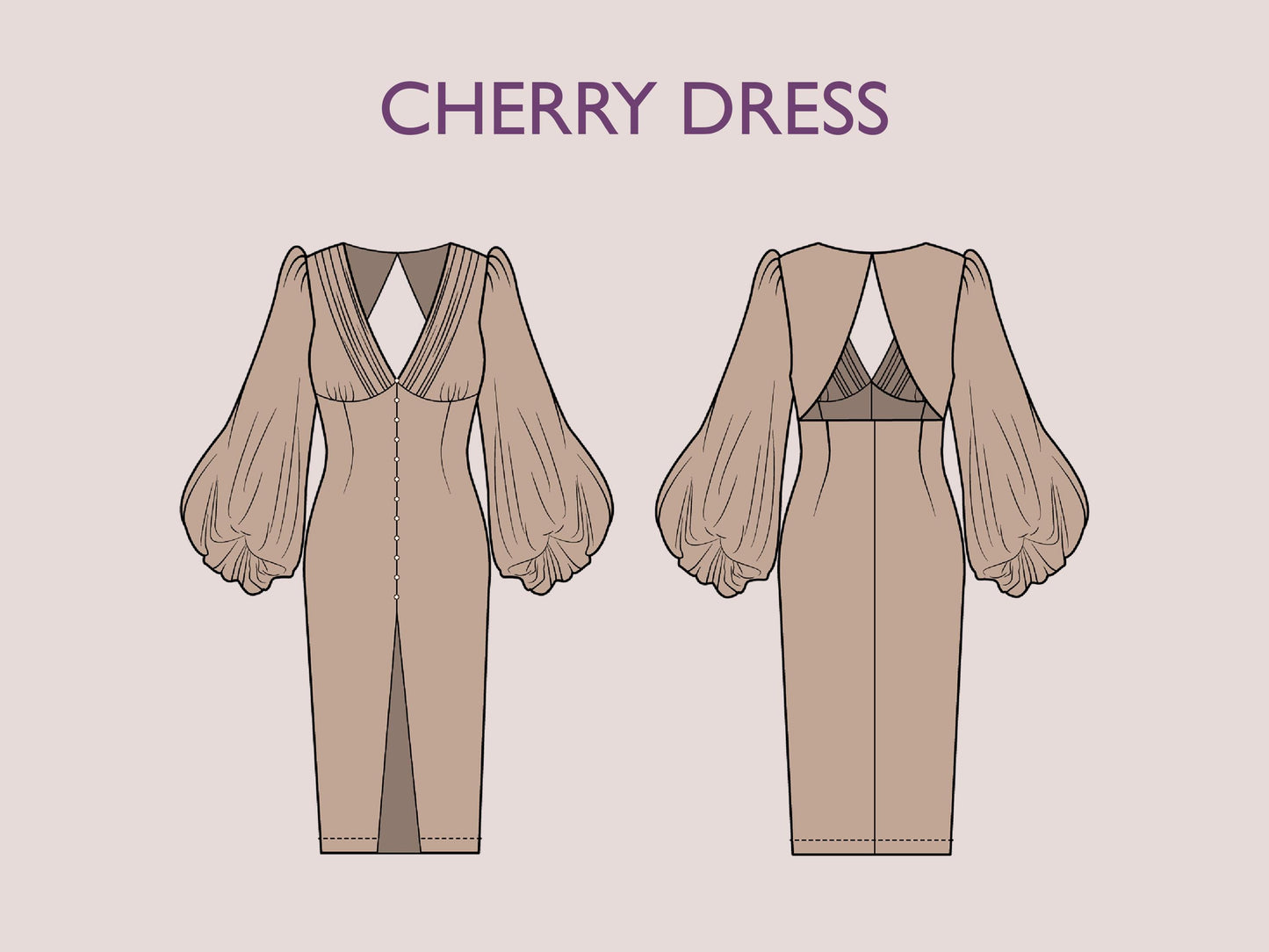 CHERRY Dress - puffy sleeve dress| Long Sleeve | Women dress pattern| Stylish| one piece | Fancy| V neck dress