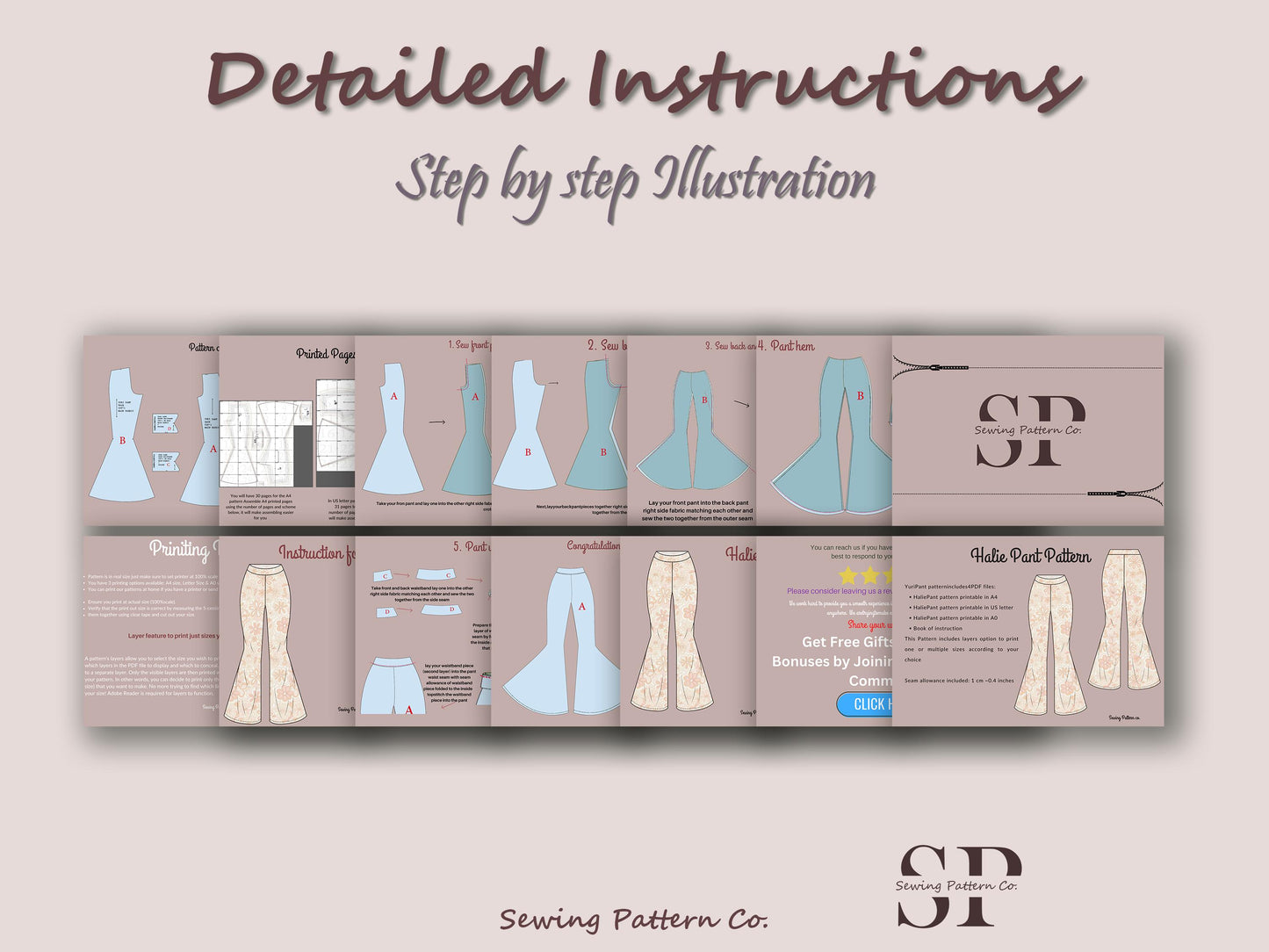 HALIE Pant - Stretchy pant pattern | women pant sewing PDF| flairy classy pant| comfy pant pattern| Wide leg pant| Digital trouser long pant