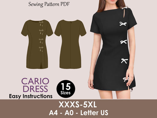 CARIO Dress - Short dress| Korean dress | Women dress pattern| Stylish| one piece | Fancy| birthday wedding sewing pattern pdf