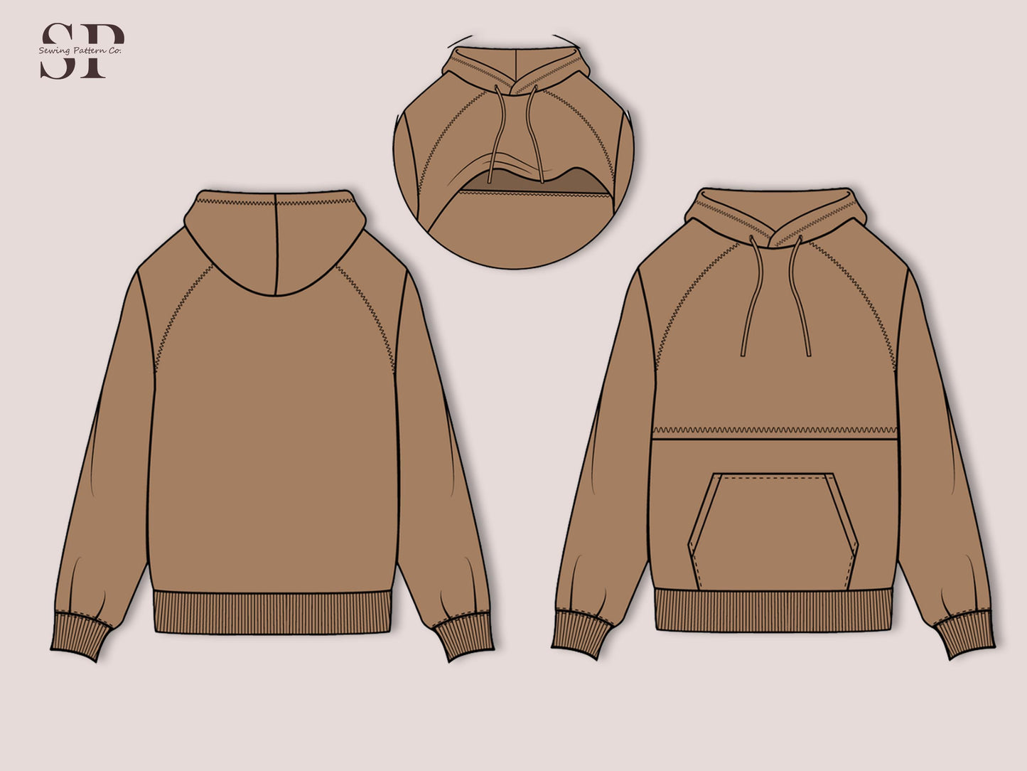Maternity Nursing Hoodie Sewing Pattern PDF – Breastfeeding Sweatshirt Pattern – Fleece Women’s Hoodie