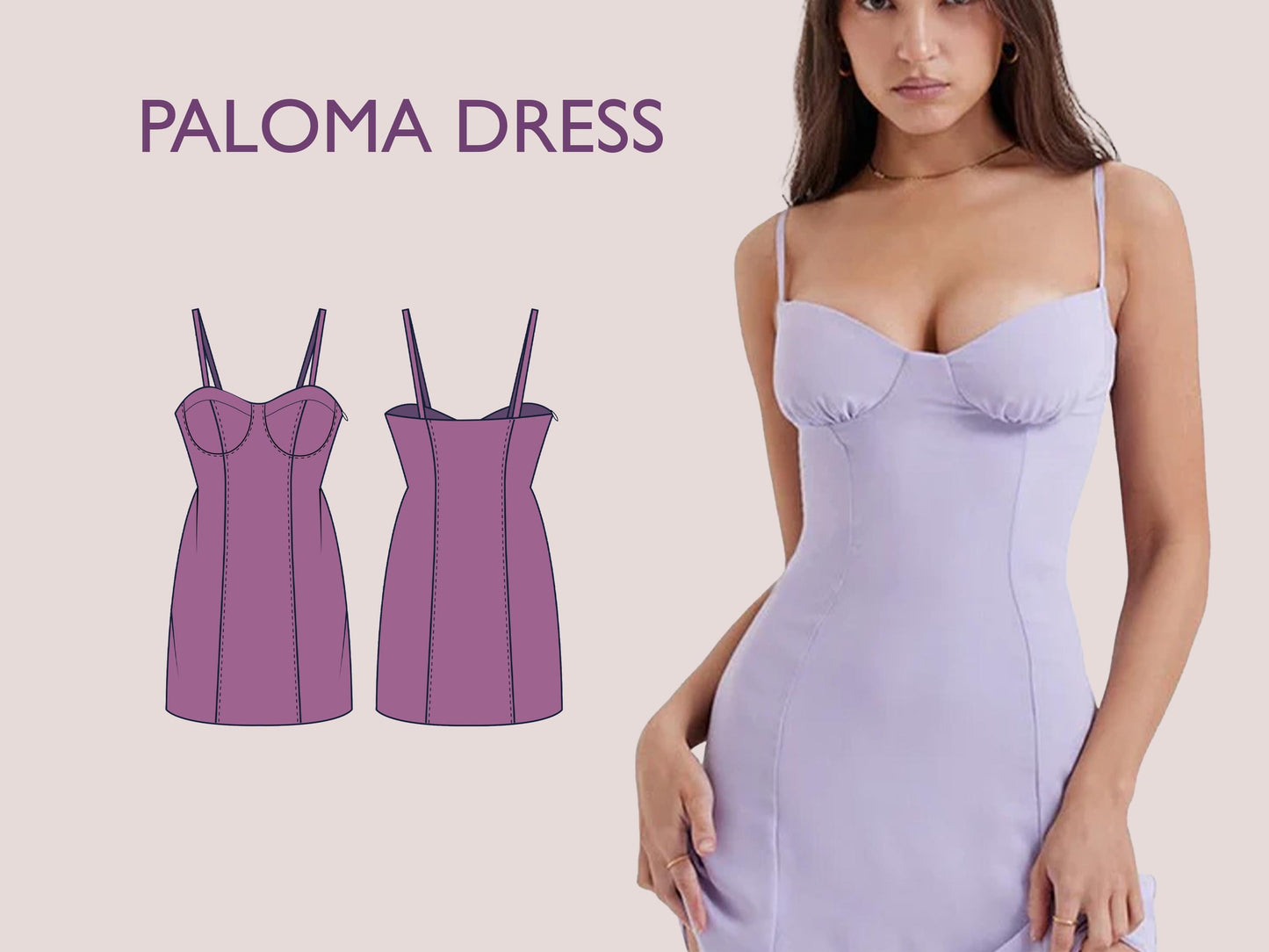 PALOMA Dress - Bustier dress| corset pattern| waist cut | Women sleeveless | Summer dress | one piece | sewing pattern pdf Digital
