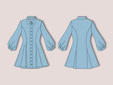 Bishop Sleeve Shirt Dress PDF Sewing Pattern | Button Front Fit & Flare Dress | Vintage Inspired puffy sleeves