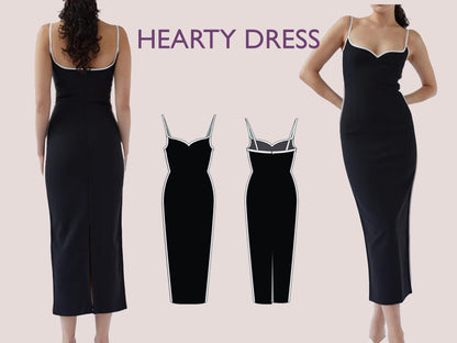 HEARTY Dress - bodycon dress | slim fit | Women dress pattern| Stylish| one piece | Fancy| Bustier dress| Party dress sewing pattern pdf