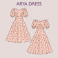 Midi Backless Dress Sewing Pattern – Puffy Sleeve, Fairycore (PDF Download)