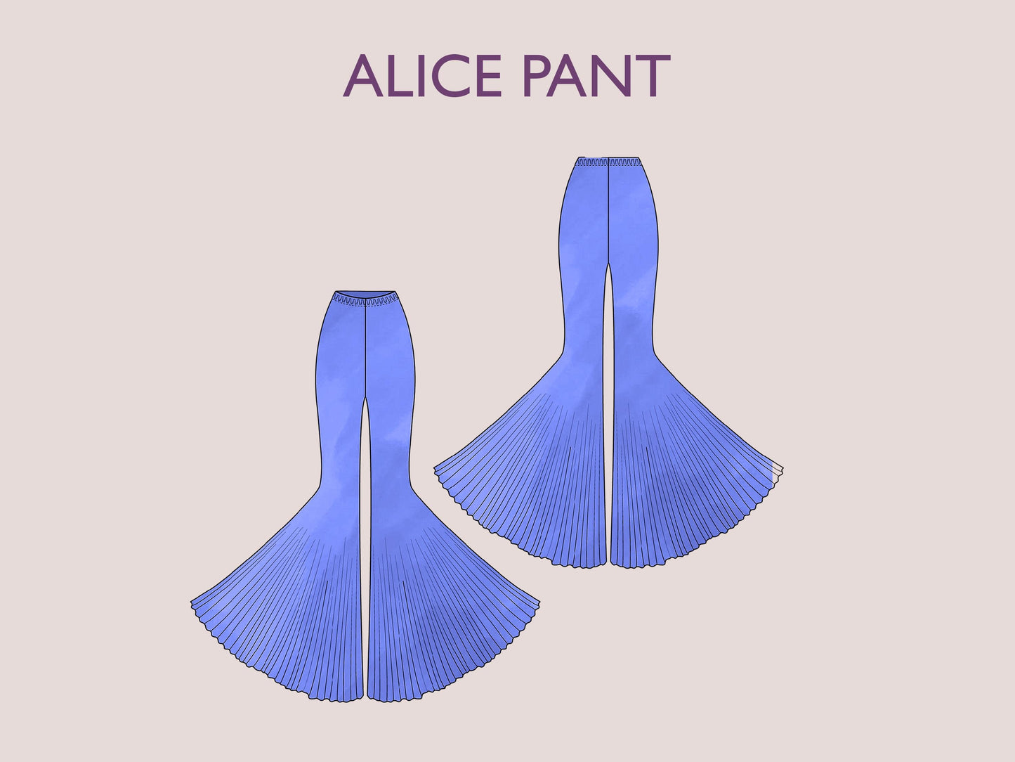 ALICE Pant PDF Pattern | Boho Flare Pants | Stretch Pants Sewing | Women’s Comfy Pant | Flairy Lounge Pants | 15 Sizes| Wide bottom legs