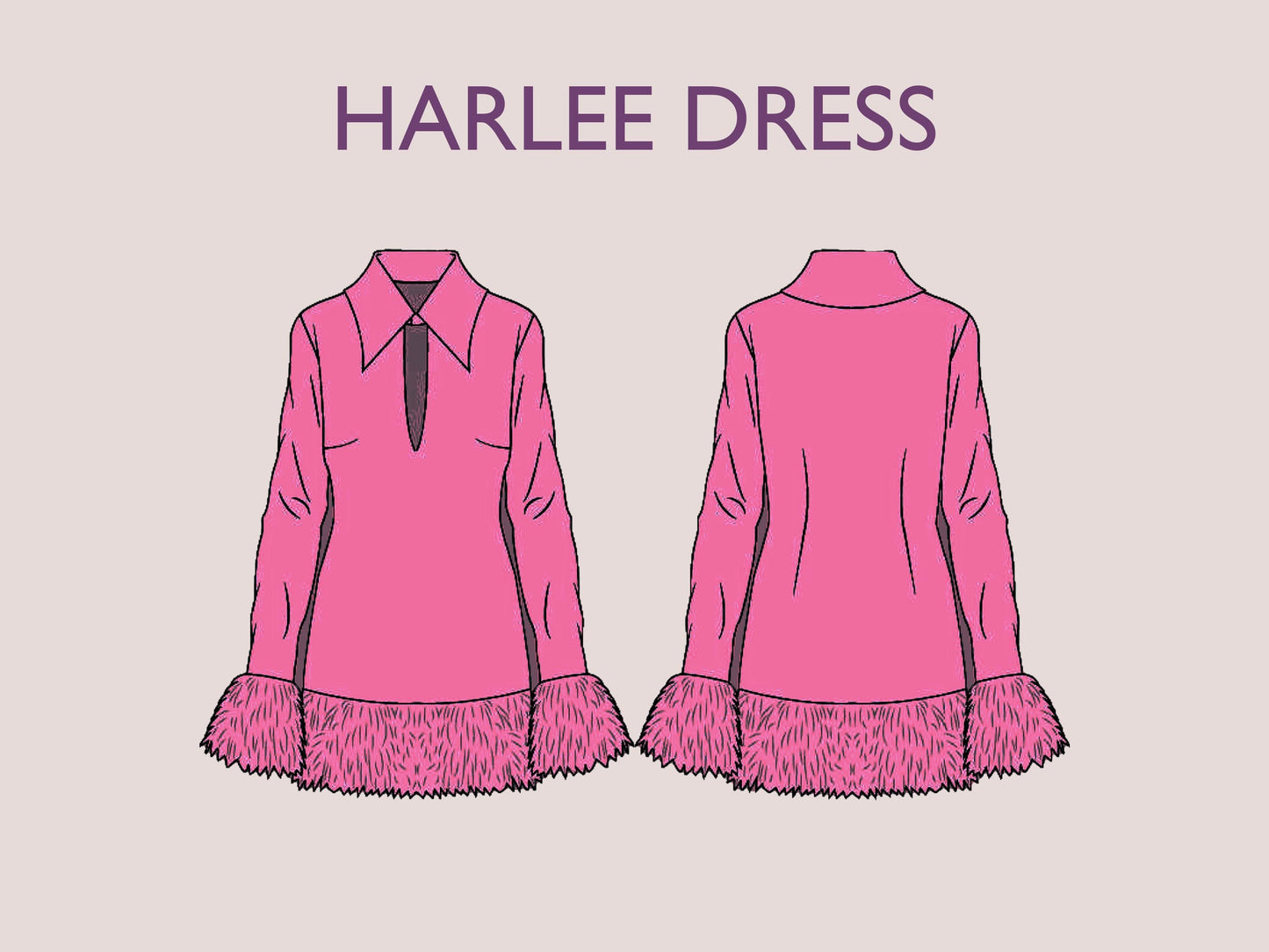 HARLEE dress- Feather dress| collar mini dress | deep v neck| Women summer dress pattern| sewing pattern 90s & 70s classic patron de couture