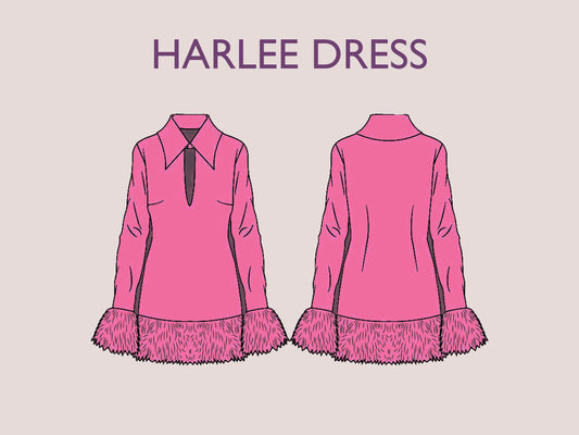 HARLEE dress- Feather dress| collar mini dress | deep v neck| Women summer dress pattern| sewing pattern 90s & 70s classic patron de couture