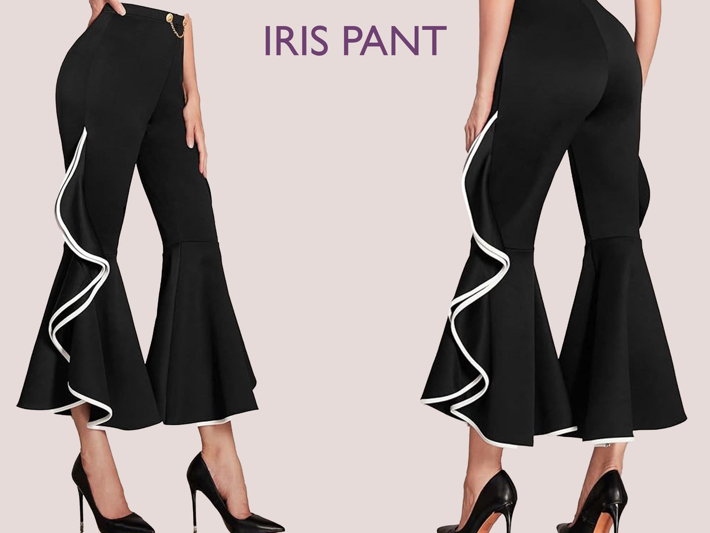 IRIS Pant Sewing Pattern PDF | High Waist Wide-Leg Trousers | 15 Sizes | Digital Download | stylish, party wear, women Sewing Pattern