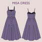 MISA Dress Sewing Pattern PDF – Bustier Midi – Button Down Summer – Spaghetti Strap – Sizes XXXS-5XL