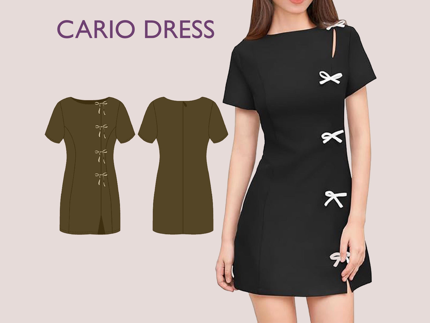CARIO Dress - Short dress| Korean dress | Women dress pattern| Stylish| one piece | Fancy| birthday wedding sewing pattern pdf
