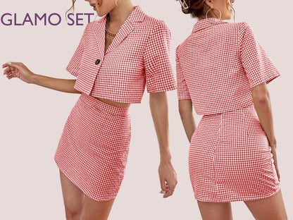 GLAMO Set - Shirt & skirt | Summer Dress | Women dress pattern| Half Sleeve dress, Short dress| sewing Pattern PDF jacket skirt combo