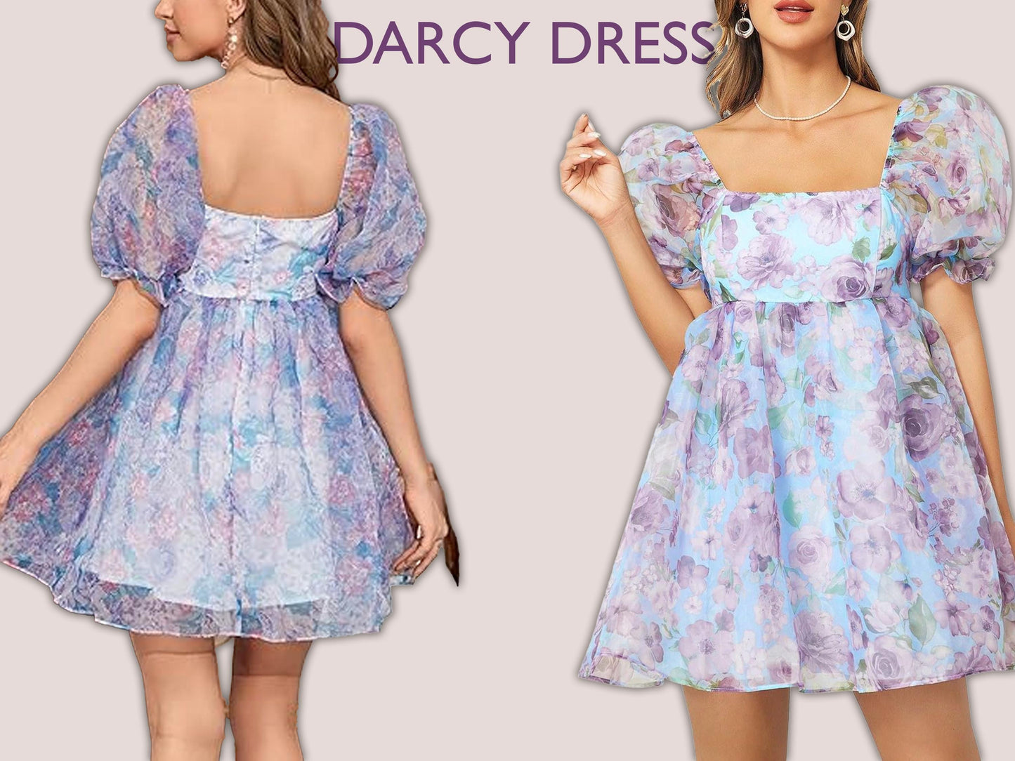 DARCY Dress - Puffy dress| Selkie dress | Prom dress | Women puffy sleeve| barbie dress| one piece | square neckline | sewing pattern pdf