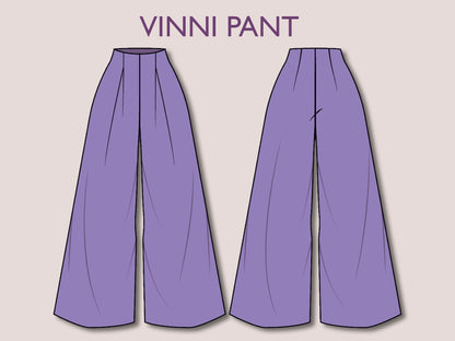 VINNI Pant - High waisted pant | women sewing | Stretch Pants Sewing | Women’s Comfy Pant | Wide leg pant | 15 Sizes| trouser pant