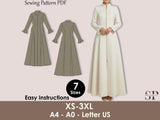 Medieval Cloak Dress Sewing Pattern PDF, Zipper Front Coat XS-3XL, Renaissance Costume PDF, Long Flared Dress Pattern