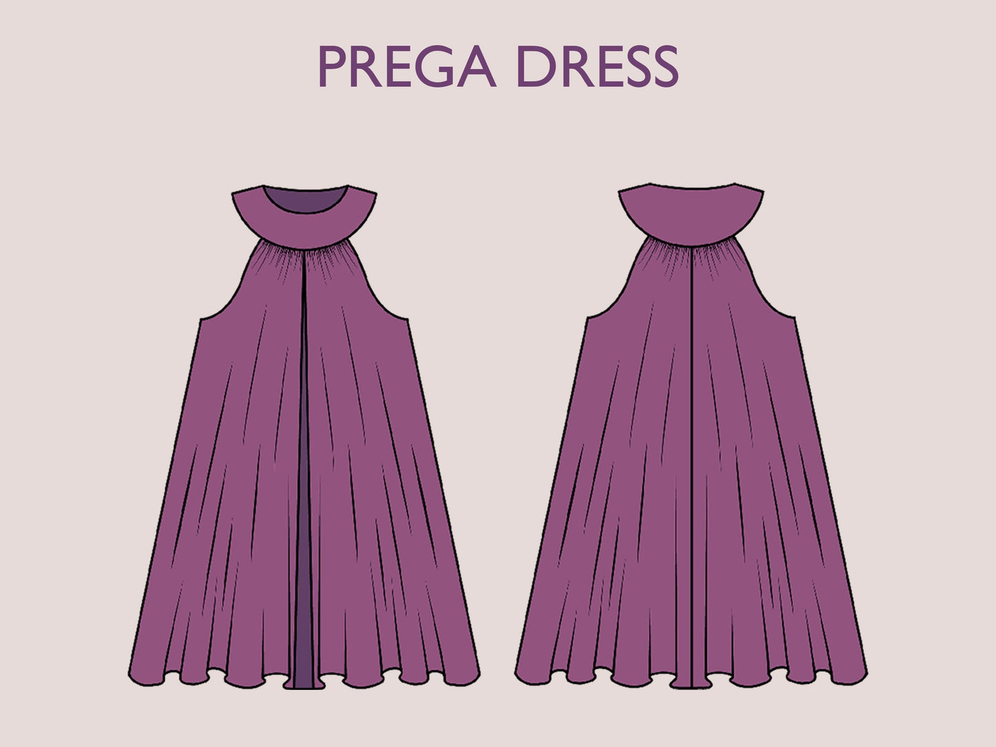 PREGA Dress Pregnancy Flairy dress | nursing | Highneck skirt, women Top sewing pattern PDF