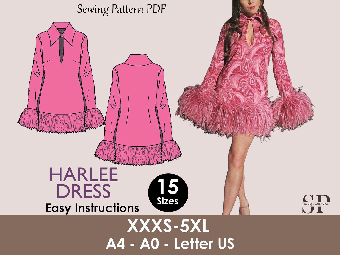 HARLEE dress- Feather dress| collar mini dress