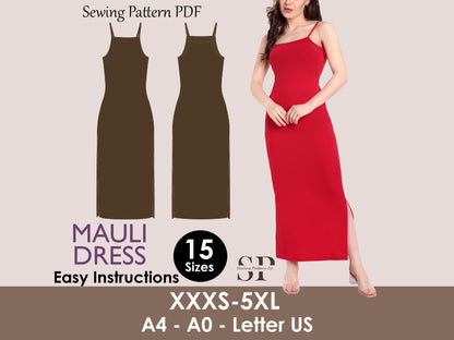 MOULI Dress -Slit dress pattern| Long dress sleeveless| slim dress | easy beginner women dress Top sewing pattern PDF