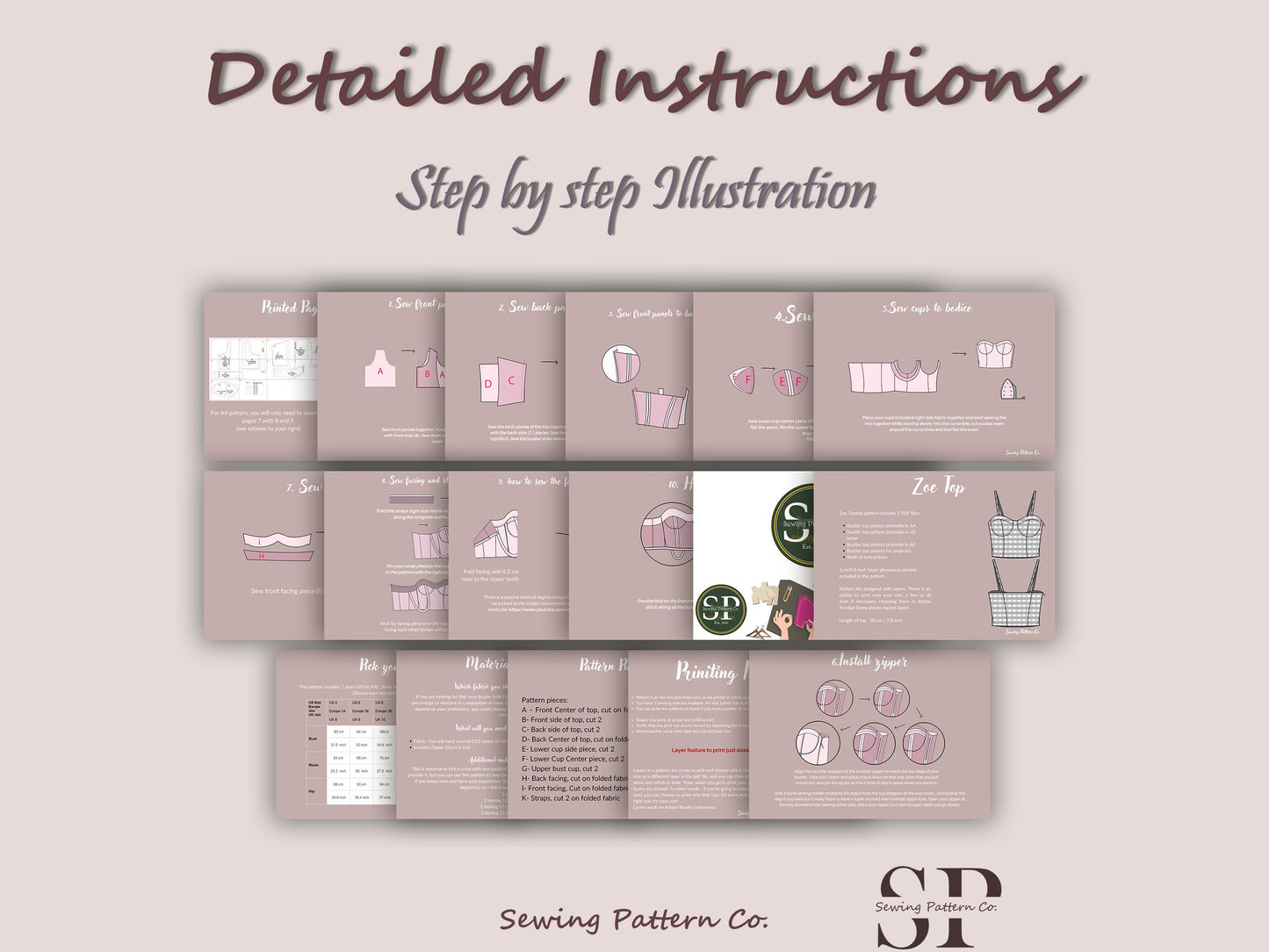ZOE Top - Bustier Minimalist top | Halter top Corset pattern | Sleeveless bodice pattern| women Top digital sewing Pattern PDF