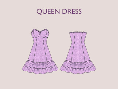 Bustier dress sewing pattern| Ruffle dress pattern| women bustier dress pattern| 15 size| women pdf pattern| robe patron couture| Digital