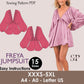 FREYA Jumpsuit - Bustier pattern | Deep V Neckline | Women skirt jumpsuit pattern| Puffy Sleeves, short dress| sewing Pattern PDF long puff