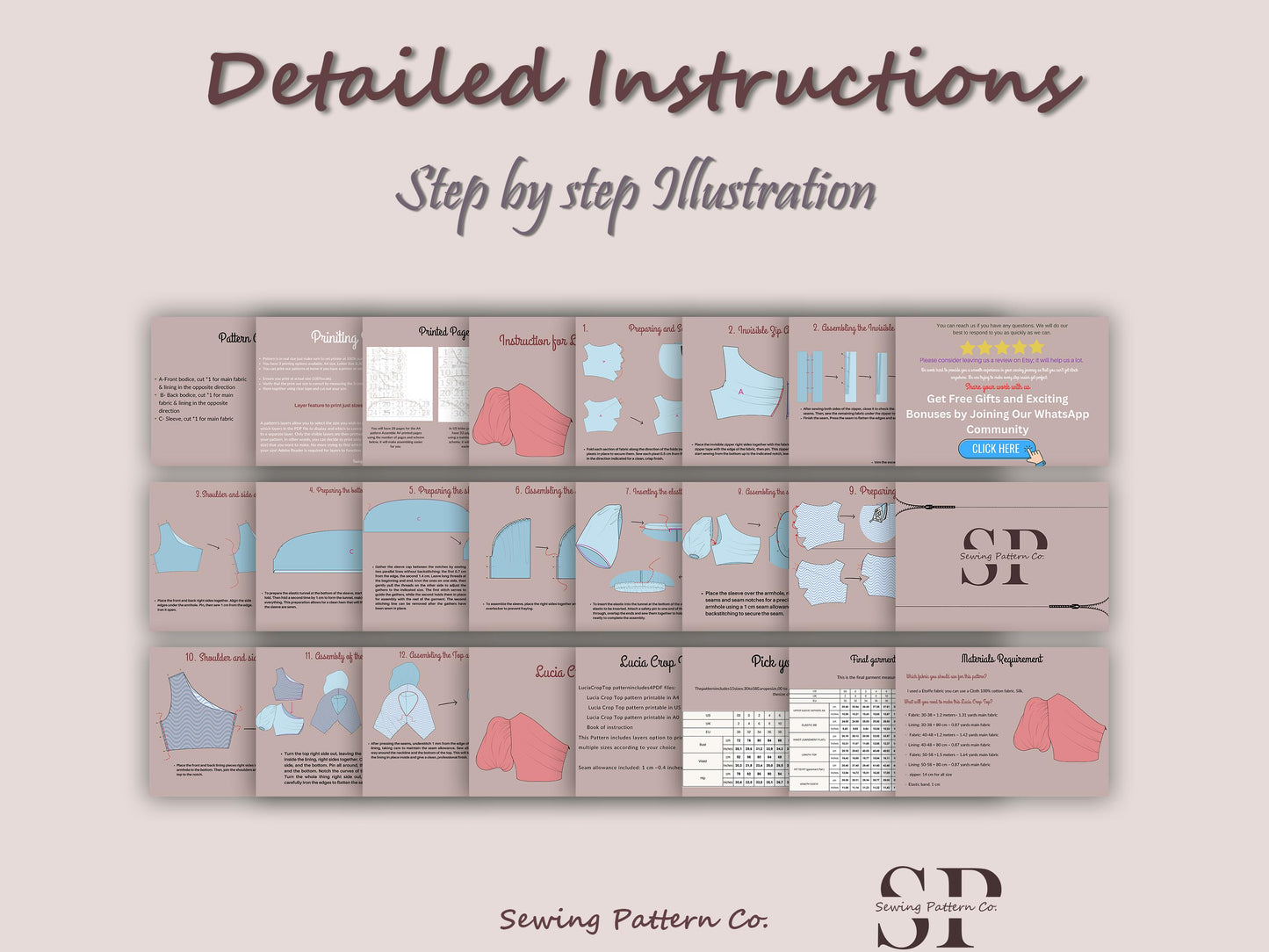 LUCIA Top - One shoulder puffy sleeve top  | Top sewing pattern | Asymetrical summer top , short top, women Top digital sewing Pattern PDF