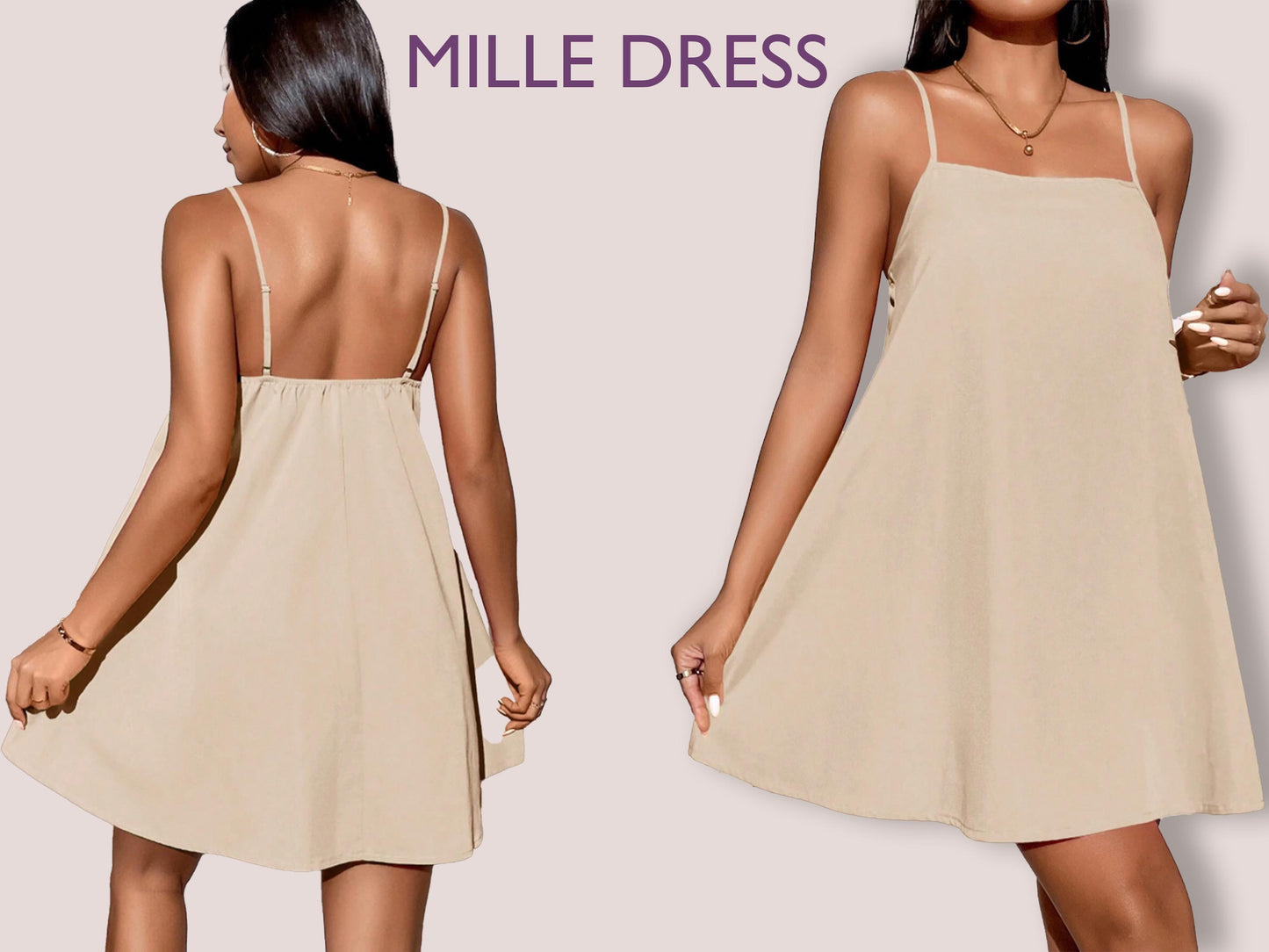 Mille Dress Pattern | casual mini dress pattern| women mini dress sewing pattern| easy dress pattern| summer dress | skirt, short dress PDF