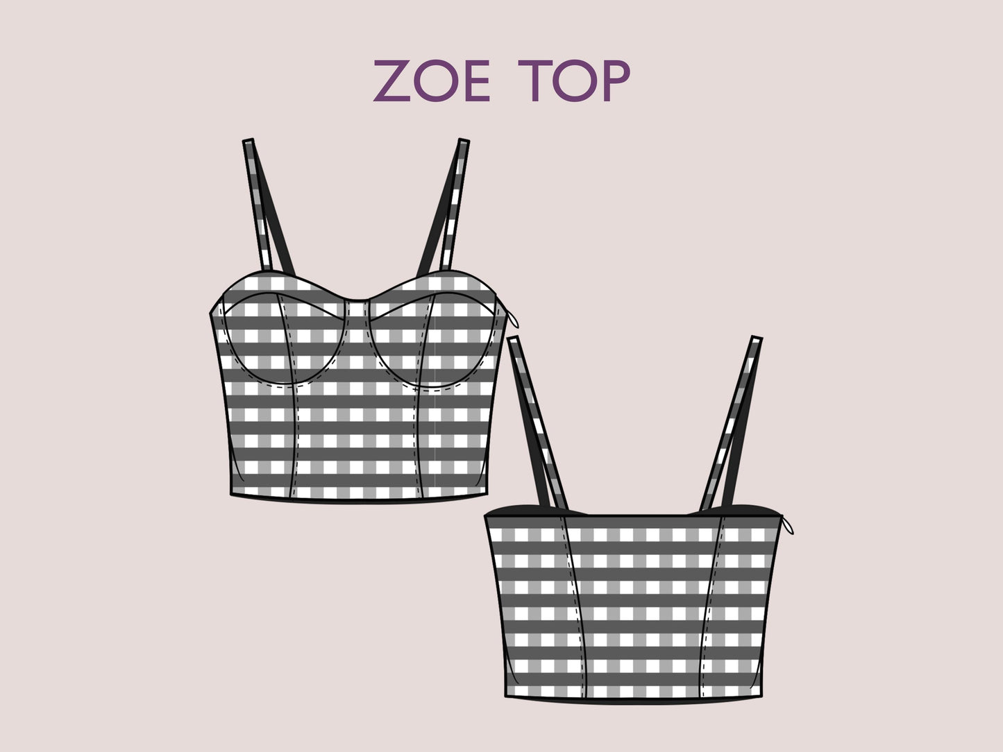 ZOE Top - Bustier Minimalist top | Halter top Corset pattern | Sleeveless bodice pattern| women Top digital sewing Pattern PDF