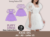 PUFFY Dress - Puffy Sleeve sewing pattern|  Bridal dress| Women dress pattern| Short dress| one piece dress | Wedding dress pattern| Top