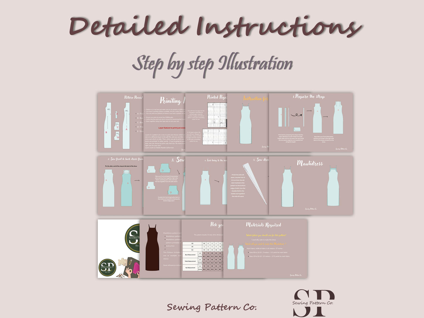 Slim Fit Slit Dress Sewing Pattern: Beginner-Friendly PDF (XS-Plus Size)