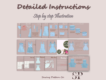 Bow straps dress pattern | Women dress sewing pattern | Bow Mini dress sewing pattern | PDF Sewing pattern | 15-sizes | prom dress pattern