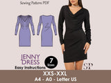 JENNY Dress - cowl neckline dress| Long Sleeve dress| Women dress pattern| Short dress| one piece dress | Birthday dress| Girl baby Top