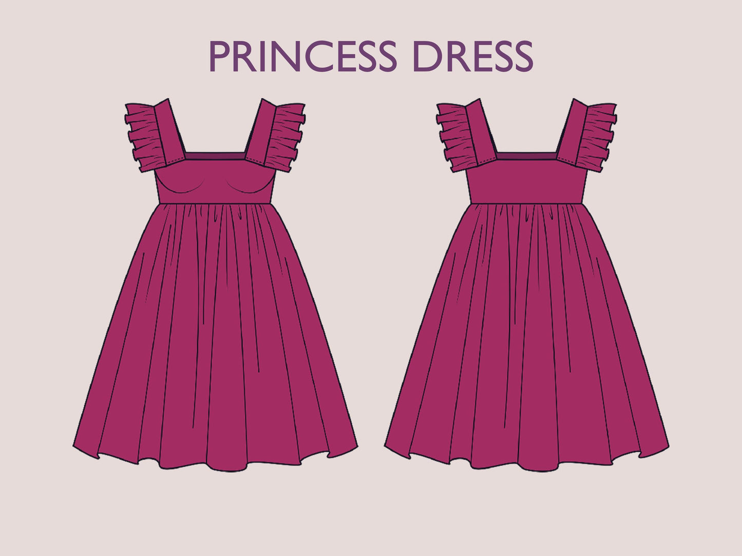 Princess Dress - Ruffled strap dress pattern | Women dress pattern| Short dress| one piece dress | summer dress pattern| Top pattern PDF