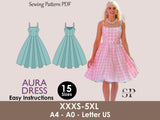 Square neck dress pattern | Women dress sewing pattern  Bow Mini dress| PDF Sewing pattern | 15-sizes | barbie dress | Movie pattern dress