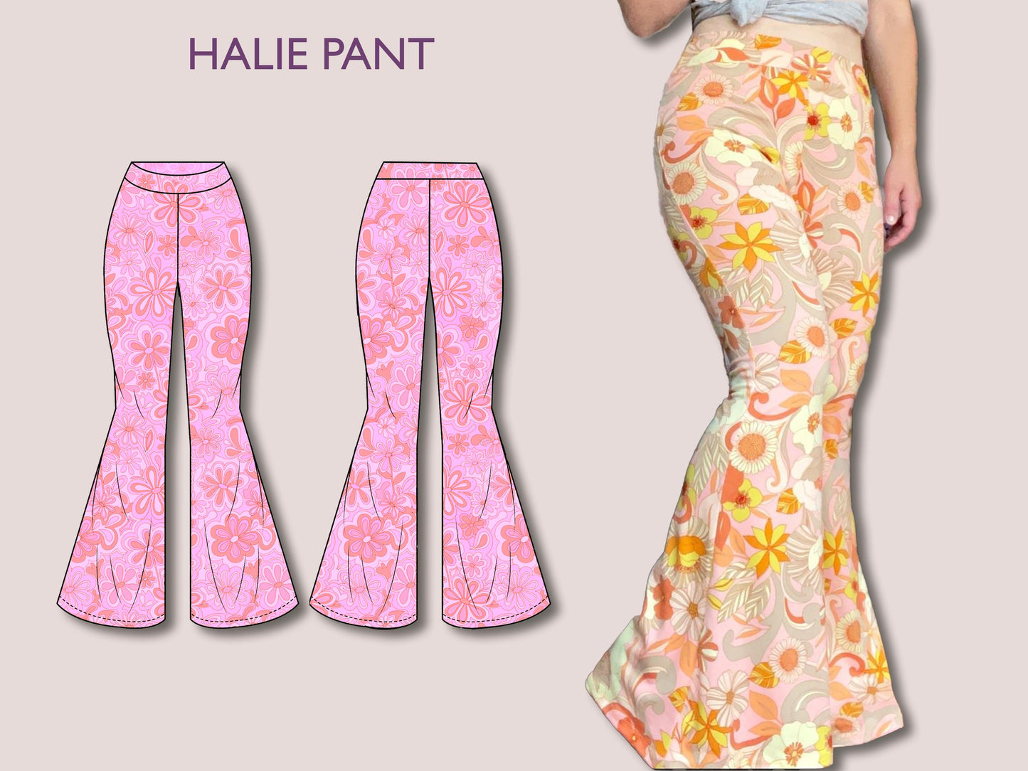 HALIE Pant - Stretchy pant pattern | women pant sewing PDF| flairy classy pant| comfy pant pattern| Wide leg pant| Digital trouser long pant