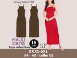 Slim Fit Slit Dress Sewing Pattern: Beginner-Friendly PDF (XS-Plus Size)