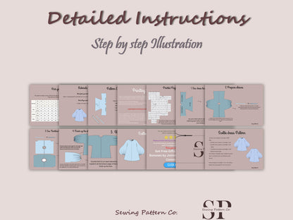 SCOTTIE Dress - Puffy sleeve dress| Oversize dress | mini puffy dress | Women | Round neckline| one piece  | pdf sewing pattern