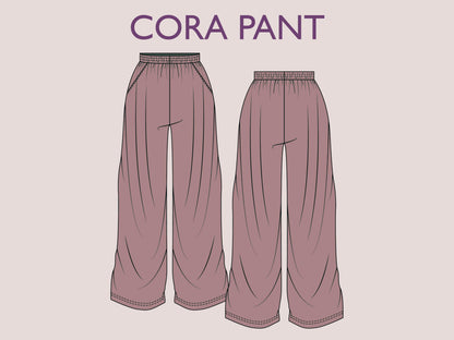 CORA Pant Sewing Pattern | Wide Leg Loose Trousers PDF |Elastic waist| oversized| Super Flairy Comfy| Women sewing pattern | Digital Pants