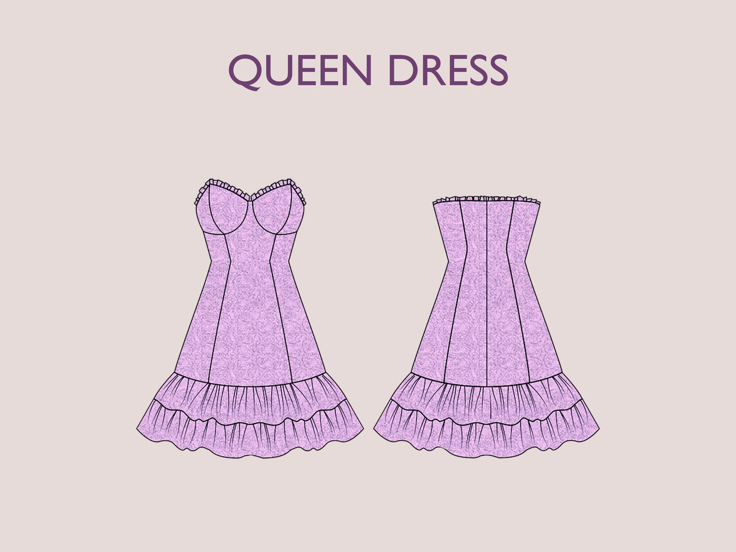 Bustier dress sewing pattern| Ruffle dress pattern| women bustier dress pattern| 15 size| women pdf pattern| robe patron couture| Digital