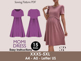 MOMI Dress - Pregnancy  dress pattern| High neck skirt| Nursing dress pattern| easy beginner women dress Top sewing pattern PDF