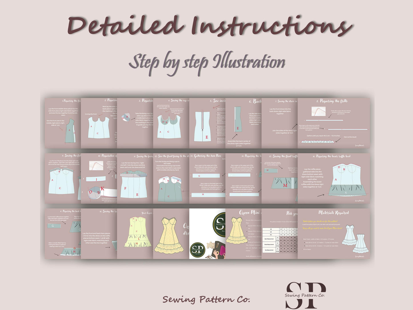 Bustier dress sewing pattern| Ruffle dress pattern| women bustier dress pattern| 15 size| women pdf pattern| robe patron couture| Digital