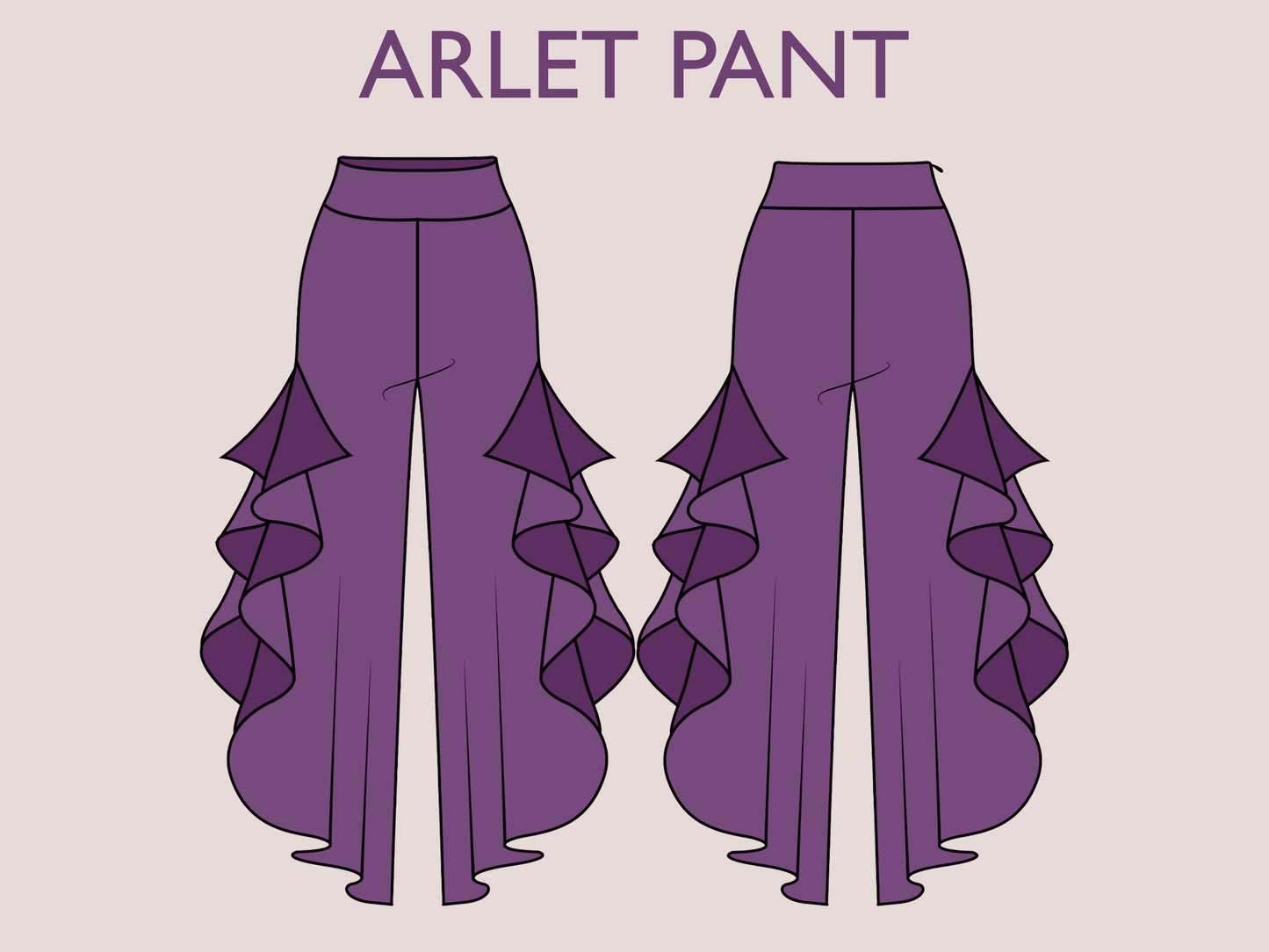 ARLET Pant- Puffed pant | wide leg side cut classic pant | 70s, 90s pant| stretchy| casual| Women Trouser sewing pattern| Digital Pants