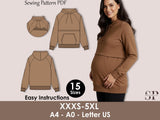 Maternity Nursing Hoodie Sewing Pattern PDF – Breastfeeding Sweatshirt Pattern – Fleece Women’s Hoodie