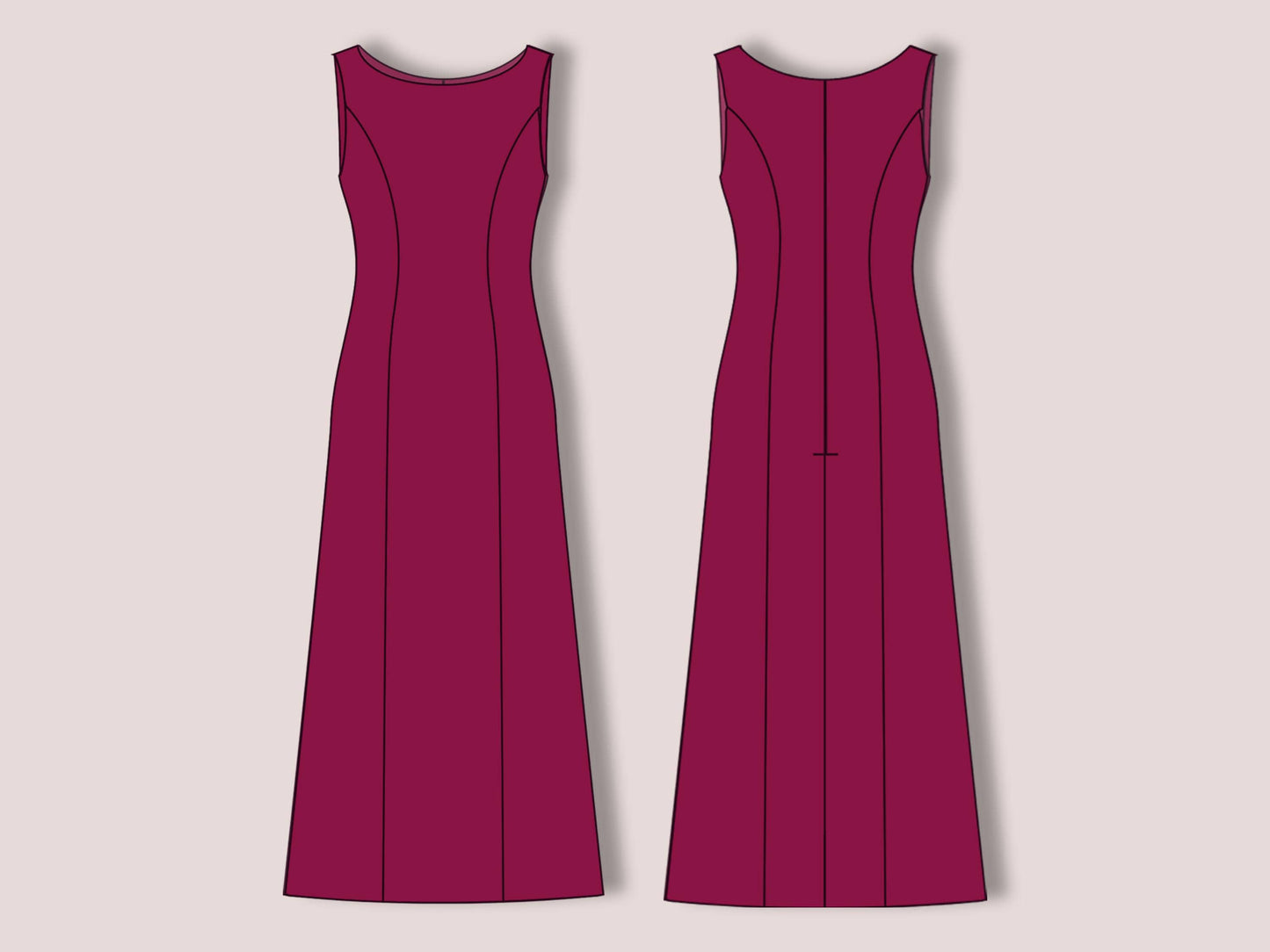 A-Line Dress Sewing Pattern PDF, Long Vintage Style XS–3XL, Formal Summer, Beginner Friendly PDF