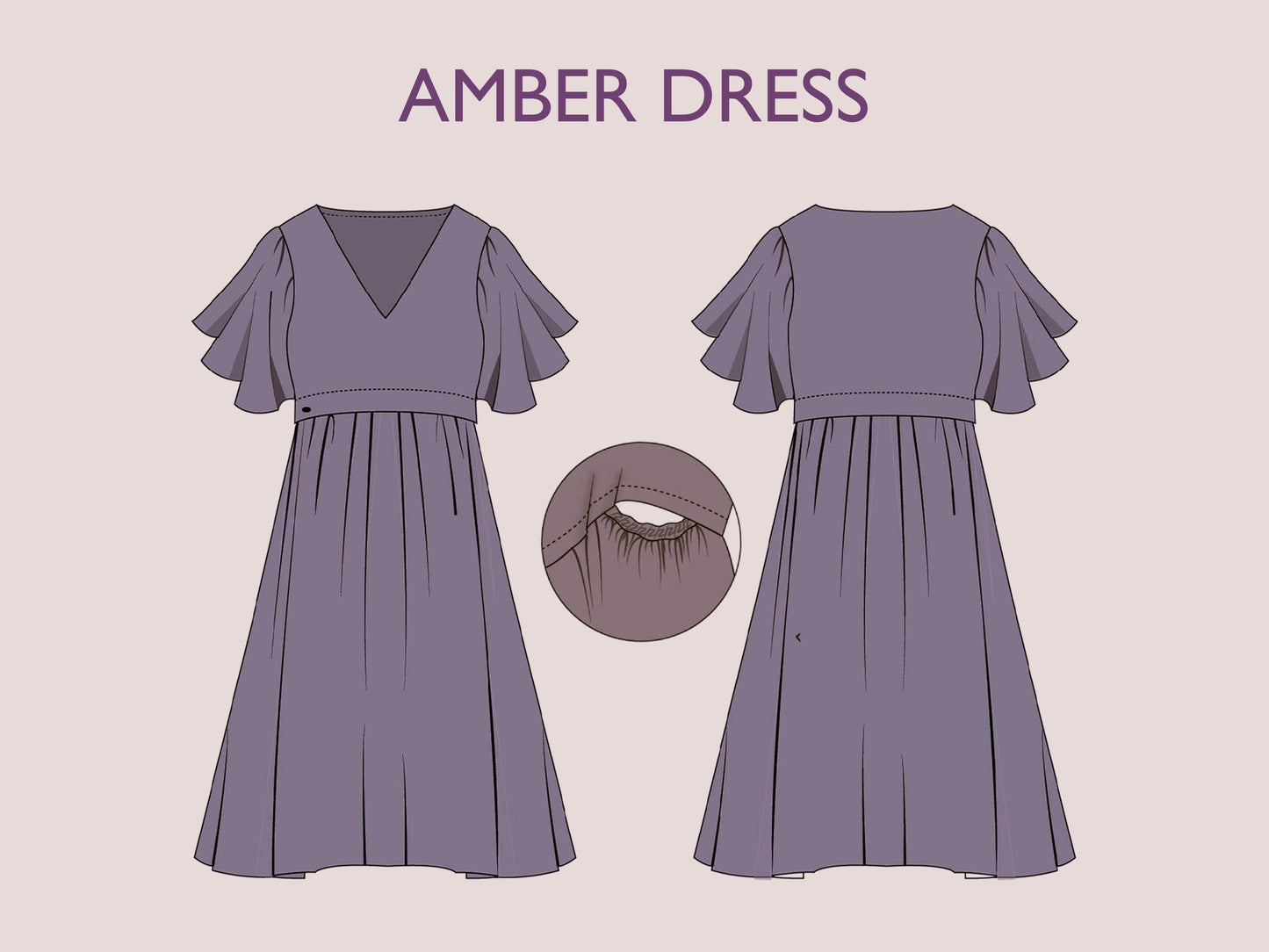 AMBER Dress - Nursing dress pattern| breastfeeding dress sewing pattern | Women dress pattern| mother dress pattern | sewing pattern pdf