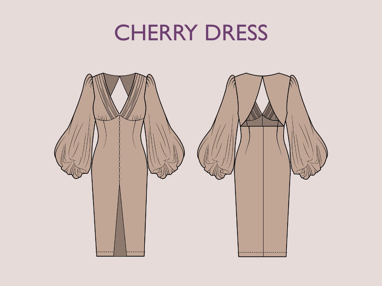 CHERRY Dress - puffy sleeve dress| Long Sleeve | Women dress pattern| Stylish| one piece | Fancy| V neck dress
