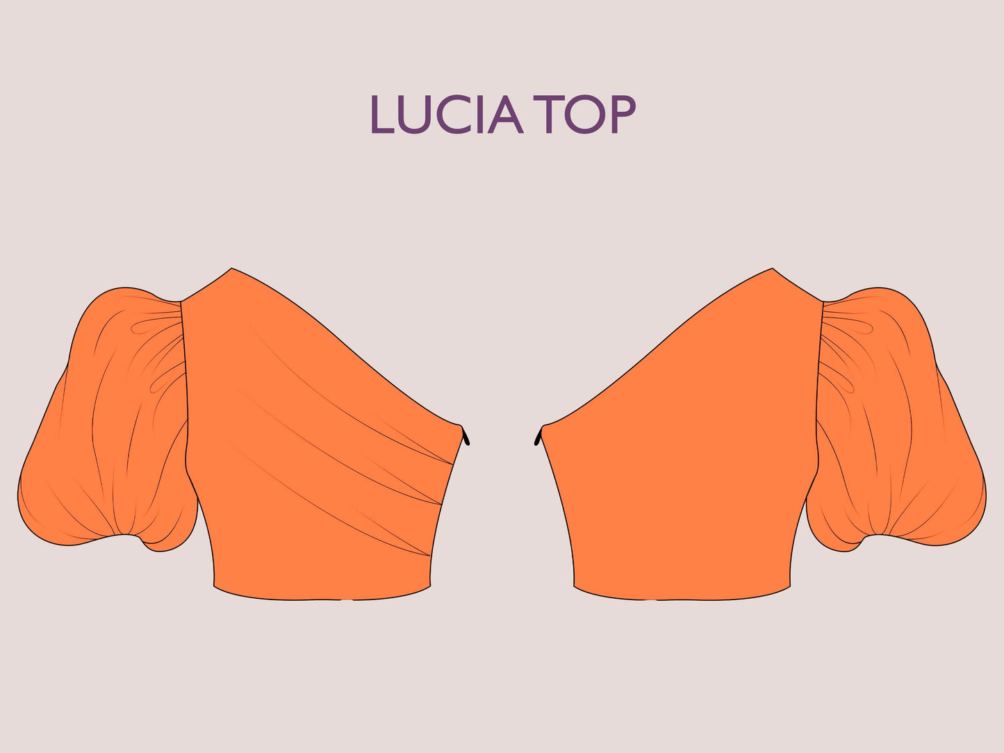 LUCIA Top - One shoulder puffy sleeve top  | Top sewing pattern | Asymetrical summer top , short top, women Top digital sewing Pattern PDF