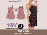 Sandra Dress - one piece | easy beginner women dress| Top sewing pattern PDF 3XS-5XL
